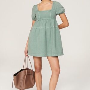 LOUNA Smocked Puff Sleeve Mini Dress